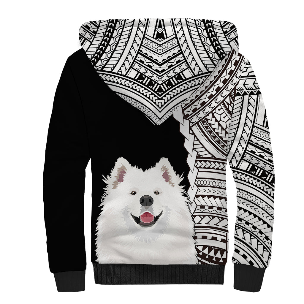 Custom Samoyed Dog Sherpa Hoodie With Polynesian Tribal Tattoo LT6 - Wonder Print Shop