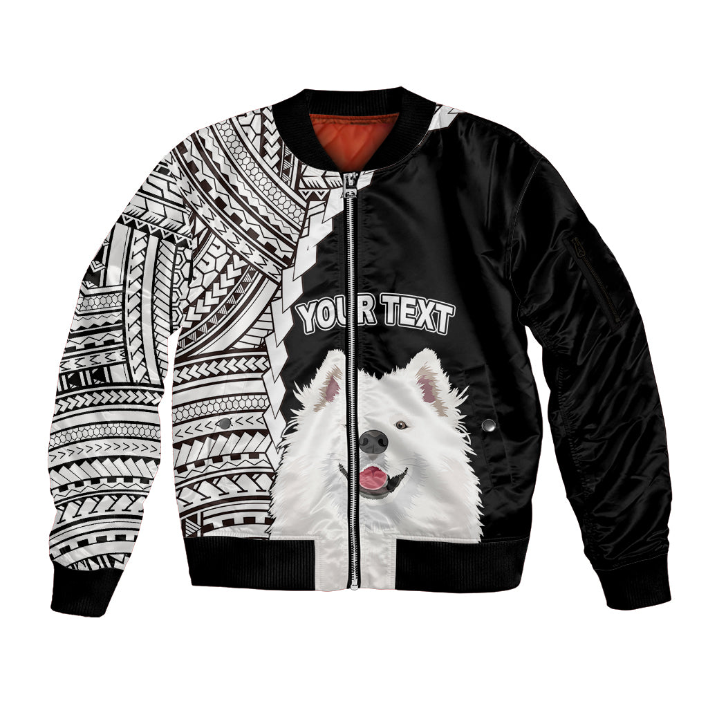 Custom Samoyed Dog Sleeve Zip Bomber Jacket With Polynesian Tribal Tattoo LT6 - Wonder Print Shop