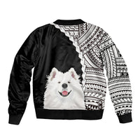 Custom Samoyed Dog Sleeve Zip Bomber Jacket With Polynesian Tribal Tattoo LT6 - Wonder Print Shop