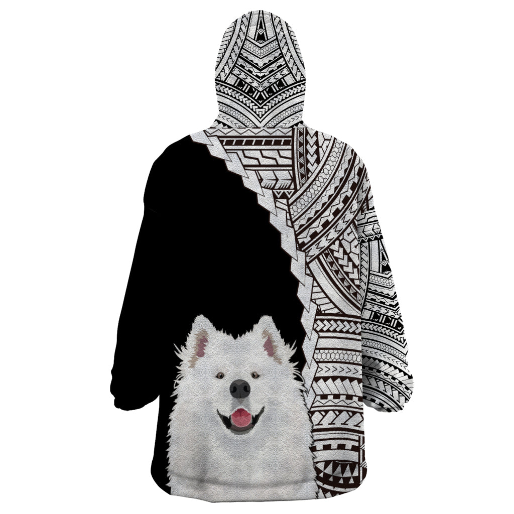 Custom Samoyed Dog Wearable Blanket Hoodie With Polynesian Tribal Tattoo LT6 - Wonder Print Shop