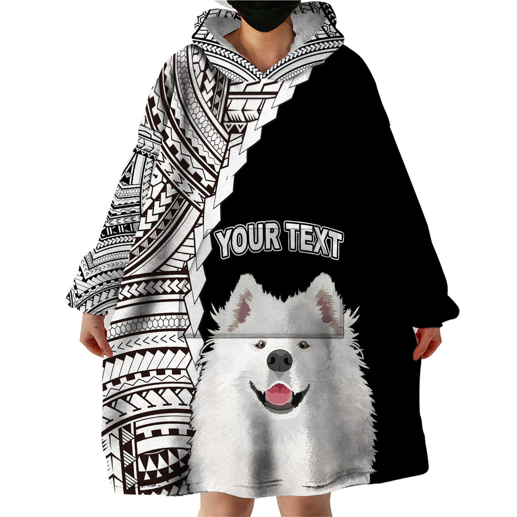 Custom Samoyed Dog Wearable Blanket Hoodie With Polynesian Tribal Tattoo LT6 - Wonder Print Shop