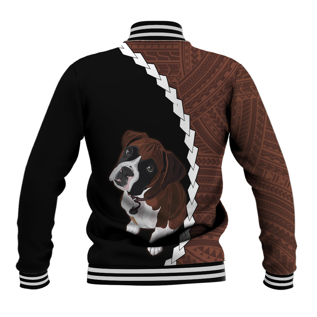 Custom Boxer Dog Baseball Jacket With Polynesian Tribal Tattoo LT6 - Wonder Print Shop