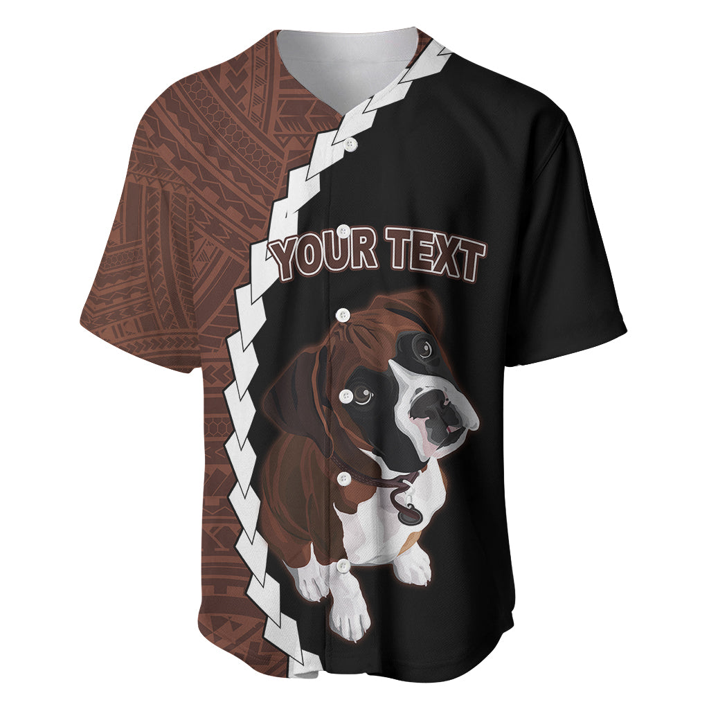 Custom Boxer Dog Baseball Jersey With Polynesian Tribal Tattoo LT6 - Wonder Print Shop