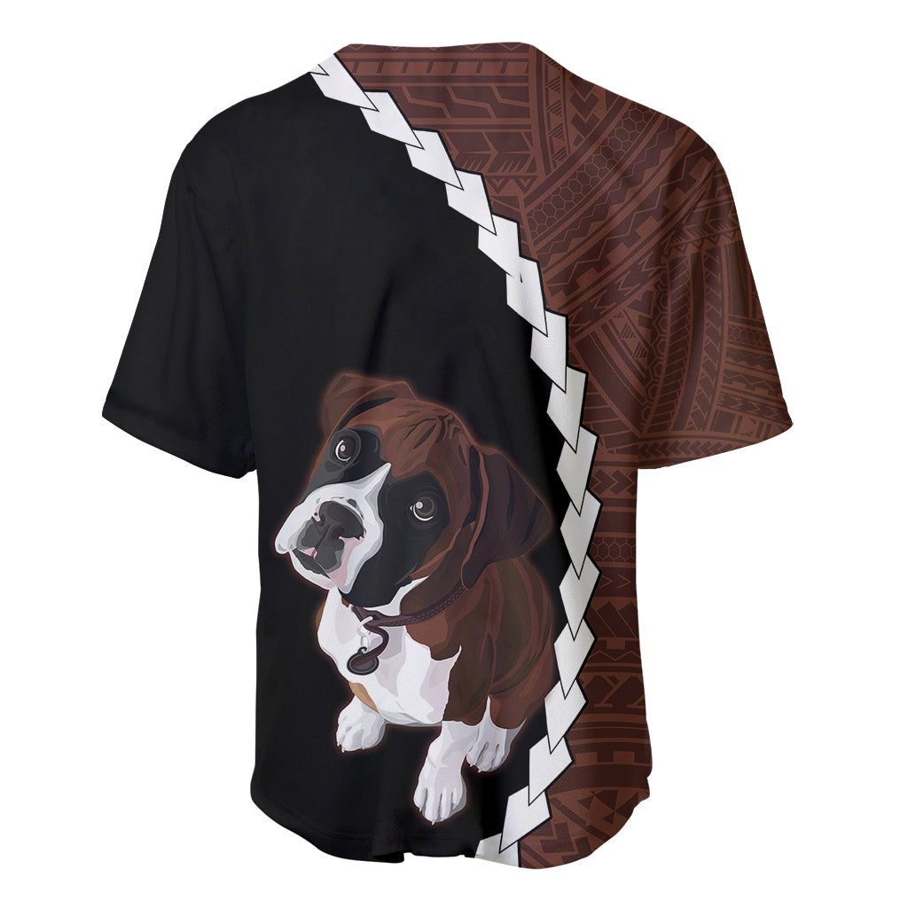 Custom Boxer Dog Baseball Jersey With Polynesian Tribal Tattoo LT6 - Wonder Print Shop