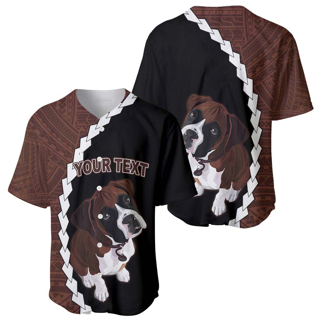 Custom Boxer Dog Baseball Jersey With Polynesian Tribal Tattoo LT6 - Wonder Print Shop
