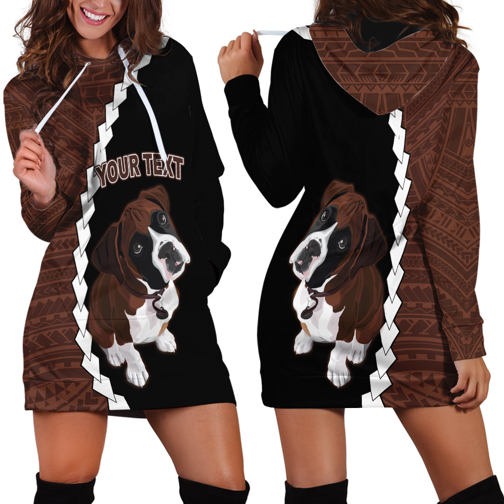Custom Boxer Dog Hoodie Dress With Polynesian Tribal Tattoo LT6 - Wonder Print Shop