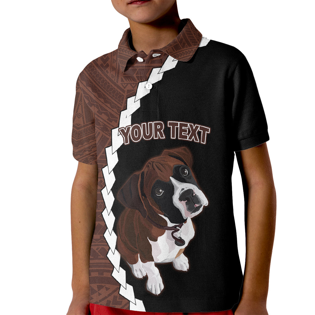 Custom Boxer Dog Kid Polo Shirt With Polynesian Tribal Tattoo LT6 - Wonder Print Shop
