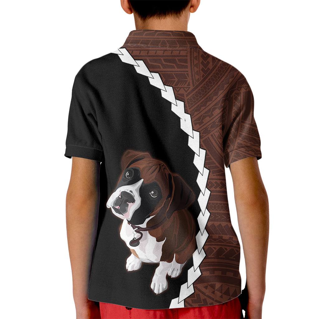 Custom Boxer Dog Kid Polo Shirt With Polynesian Tribal Tattoo LT6 - Wonder Print Shop