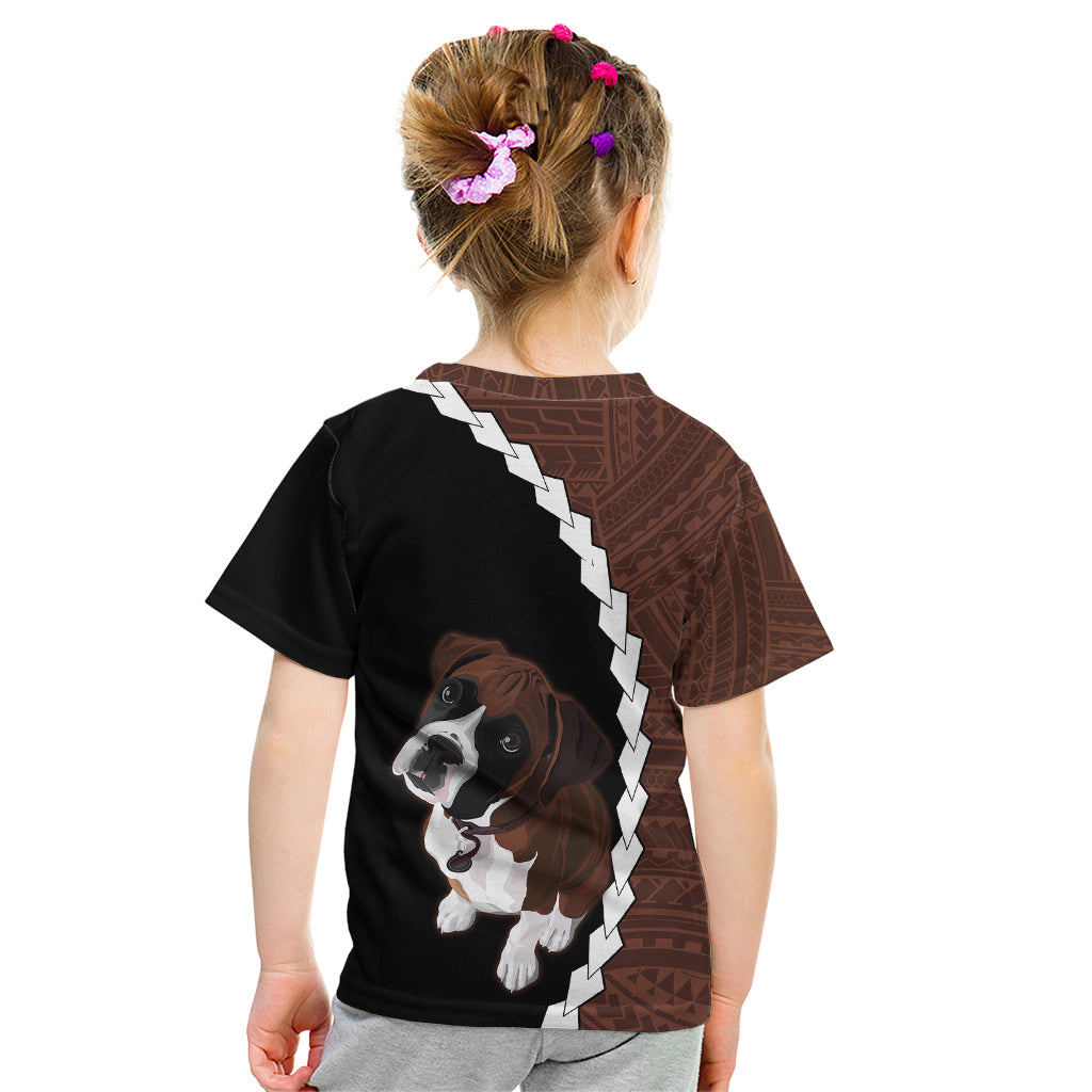 Custom Boxer Dog Kid T Shirt With Polynesian Tribal Tattoo LT6 - Wonder Print Shop