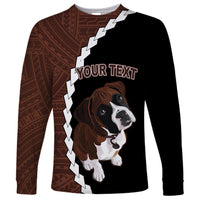 Custom Boxer Dog Long Sleeve Shirt With Polynesian Tribal Tattoo LT6 - Wonder Print Shop