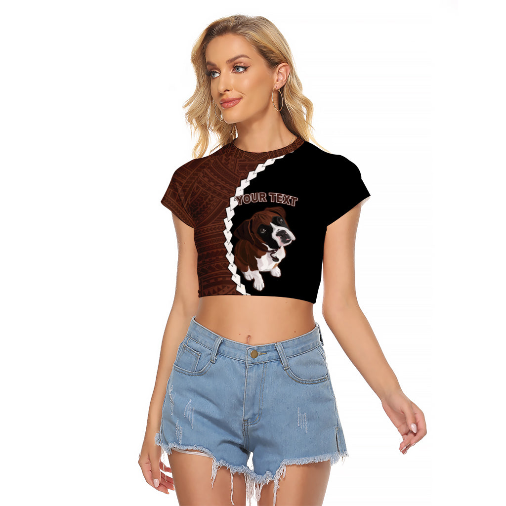 Custom Boxer Dog Raglan Cropped T Shirt With Polynesian Tribal Tattoo LT6 - Wonder Print Shop