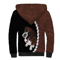 Custom Boxer Dog Sherpa Hoodie With Polynesian Tribal Tattoo LT6 - Wonder Print Shop