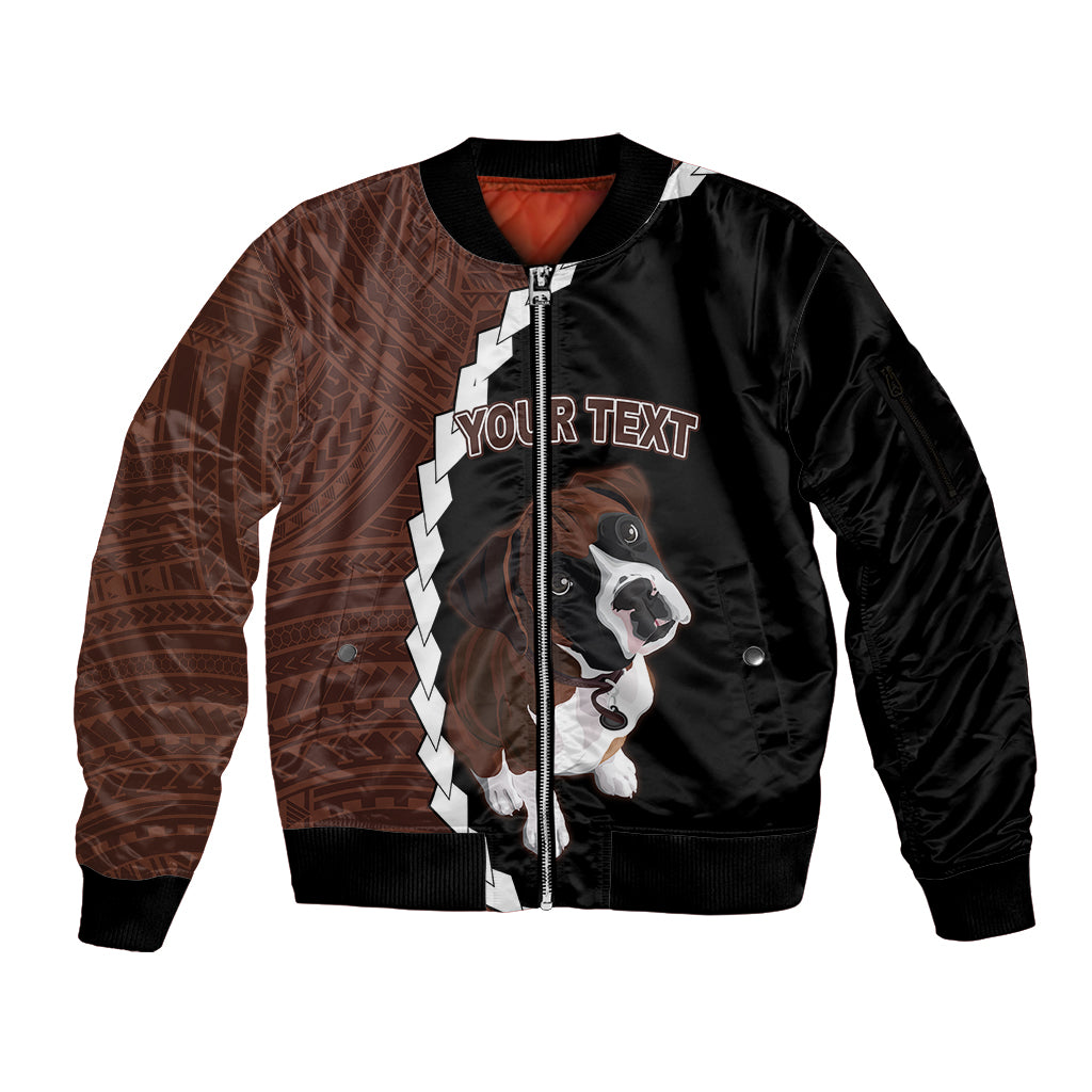 Custom Boxer Dog Sleeve Zip Bomber Jacket With Polynesian Tribal Tattoo LT6 - Wonder Print Shop