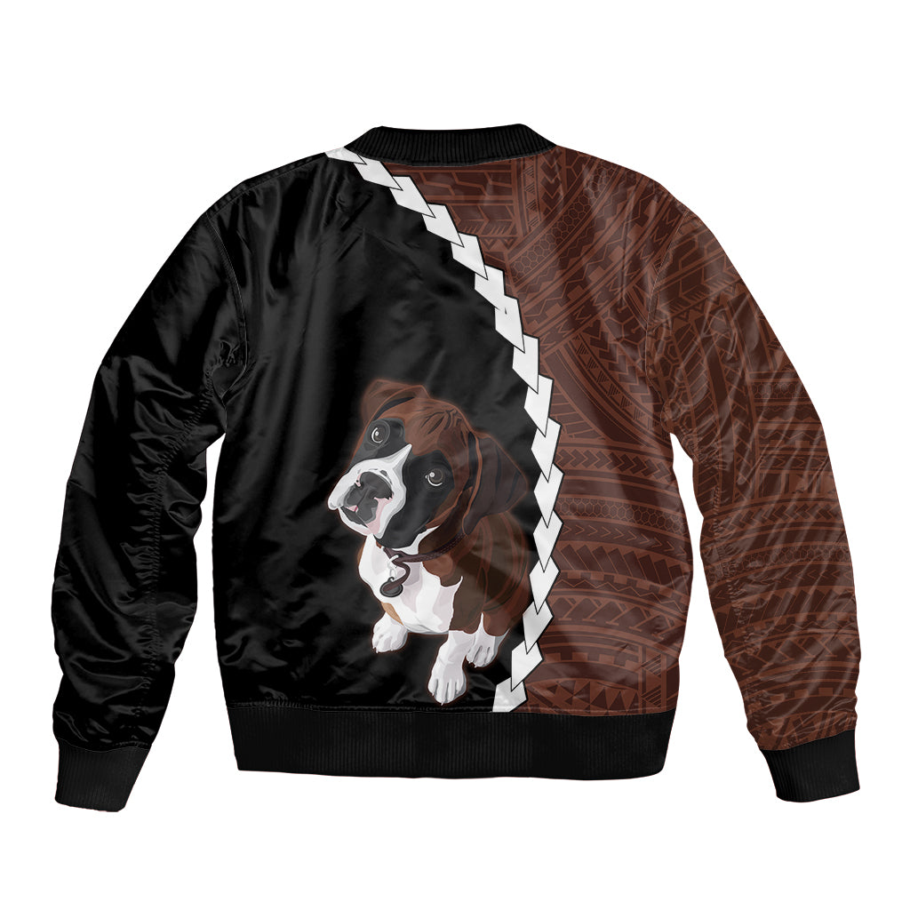 Custom Boxer Dog Sleeve Zip Bomber Jacket With Polynesian Tribal Tattoo LT6 - Wonder Print Shop