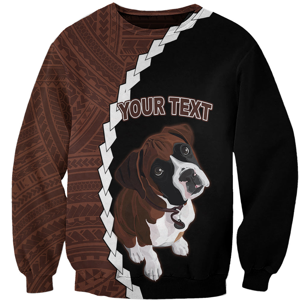 Custom Boxer Dog Sweatshirt With Polynesian Tribal Tattoo LT6 - Wonder Print Shop