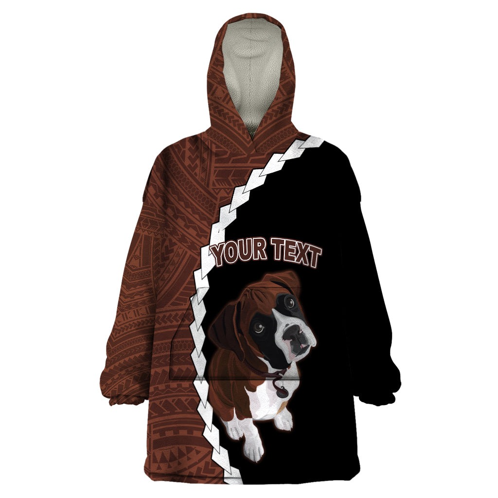 Custom Boxer Dog Wearable Blanket Hoodie With Polynesian Tribal Tattoo LT6 - Wonder Print Shop
