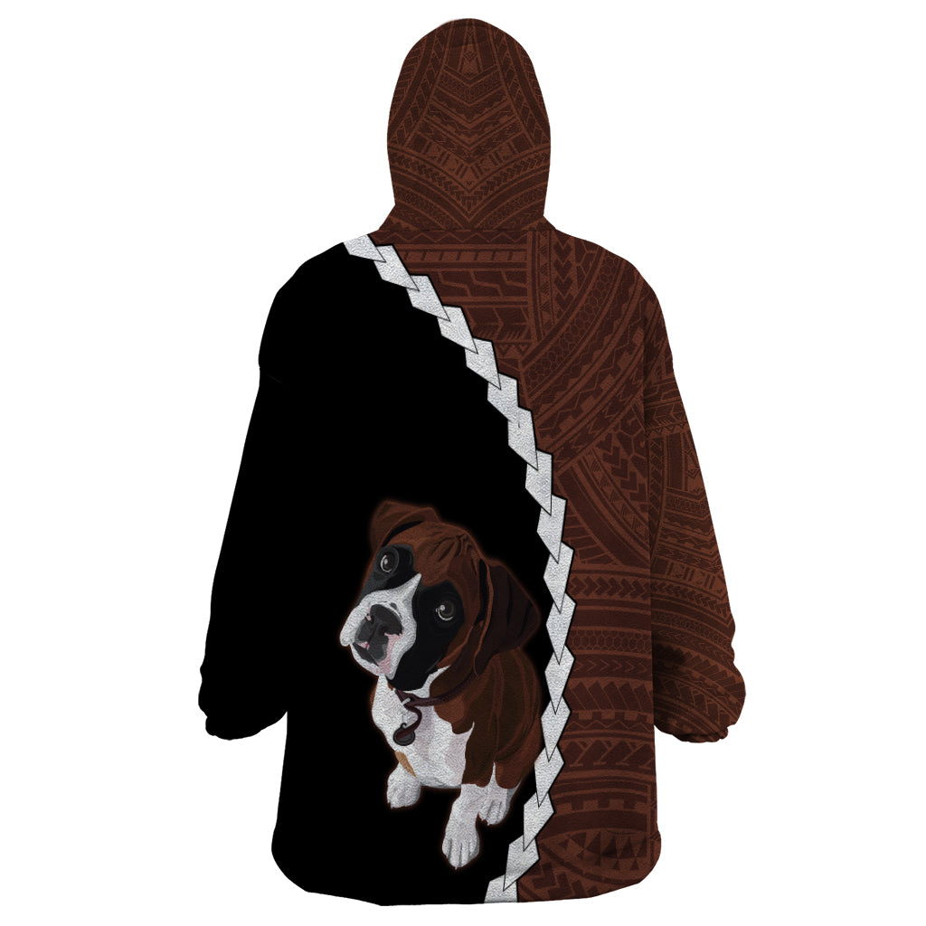 Custom Boxer Dog Wearable Blanket Hoodie With Polynesian Tribal Tattoo LT6 - Wonder Print Shop