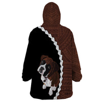 Custom Boxer Dog Wearable Blanket Hoodie With Polynesian Tribal Tattoo LT6 - Wonder Print Shop