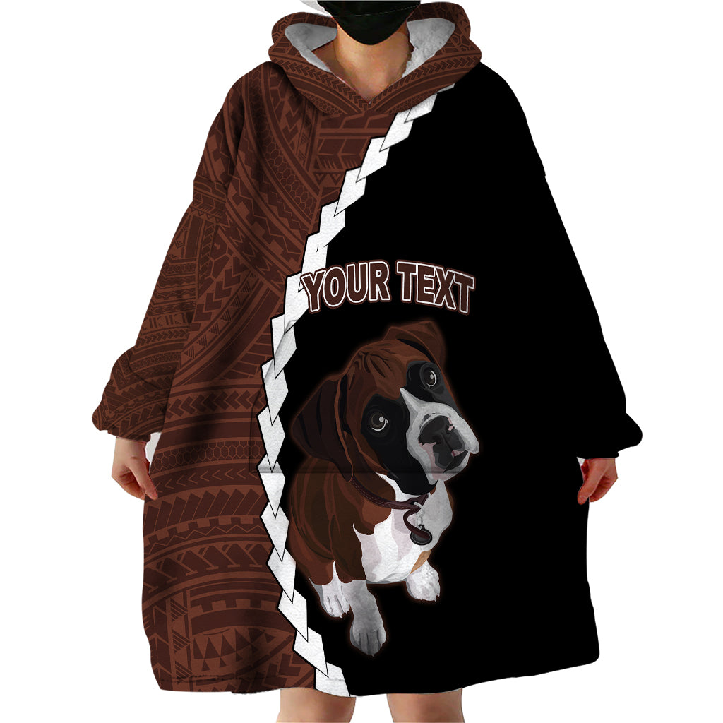 Custom Boxer Dog Wearable Blanket Hoodie With Polynesian Tribal Tattoo LT6 - Wonder Print Shop