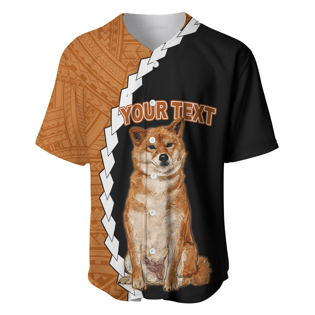 Custom Shiba Inu Dog Baseball Jersey With Polynesian Tribal Tattoo LT6 - Wonder Print Shop