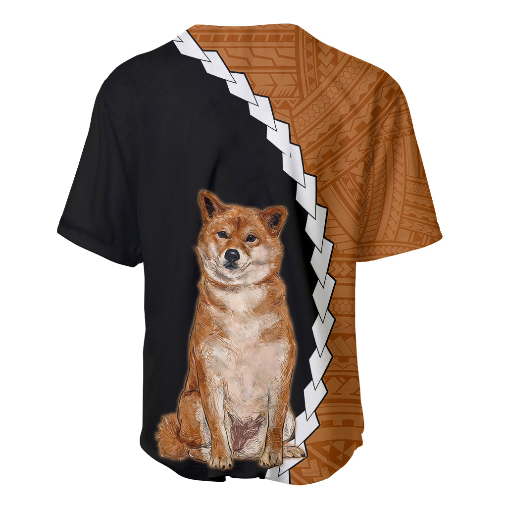 Custom Shiba Inu Dog Baseball Jersey With Polynesian Tribal Tattoo LT6 - Wonder Print Shop