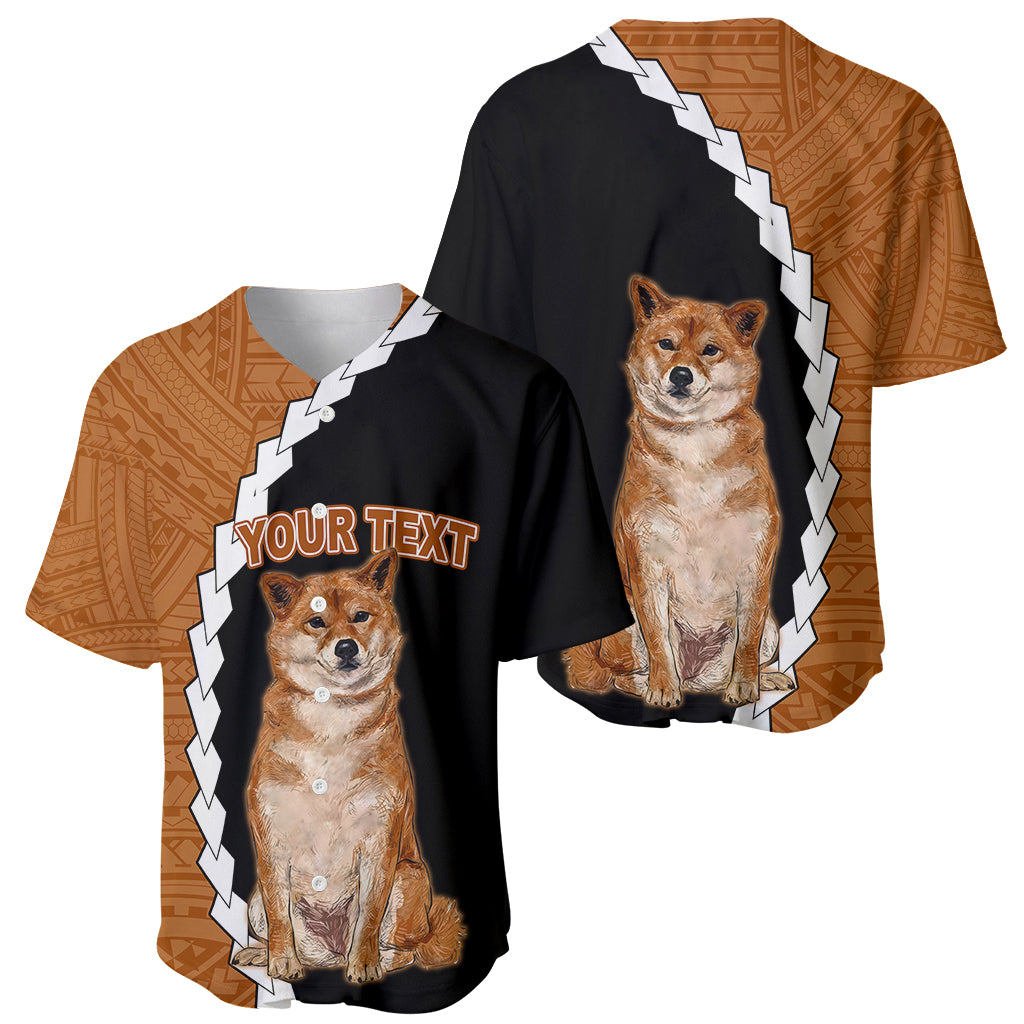 Custom Shiba Inu Dog Baseball Jersey With Polynesian Tribal Tattoo LT6 - Wonder Print Shop