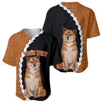 Custom Shiba Inu Dog Baseball Jersey With Polynesian Tribal Tattoo LT6 - Wonder Print Shop