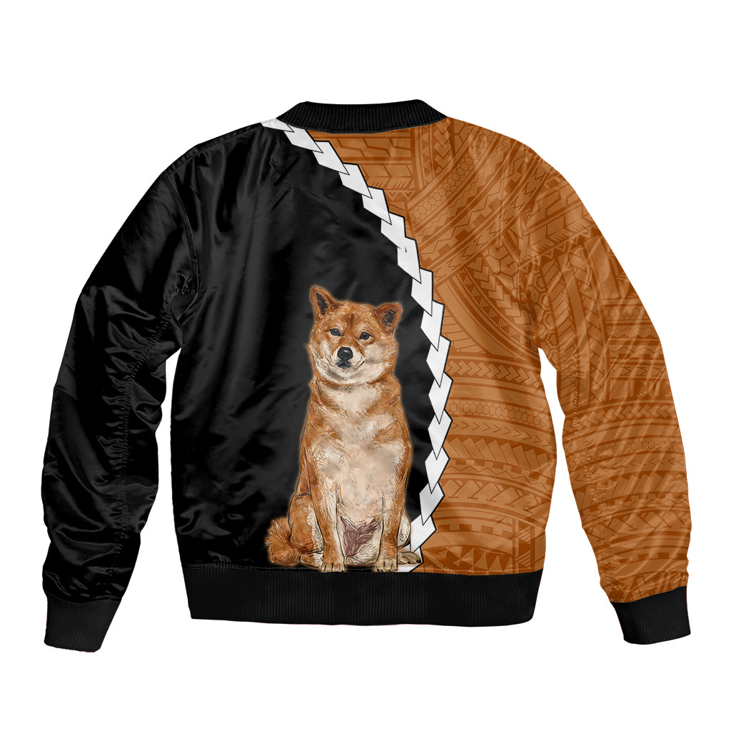 Custom Shiba Inu Dog Bomber Jacket With Polynesian Tribal Tattoo LT6 - Wonder Print Shop