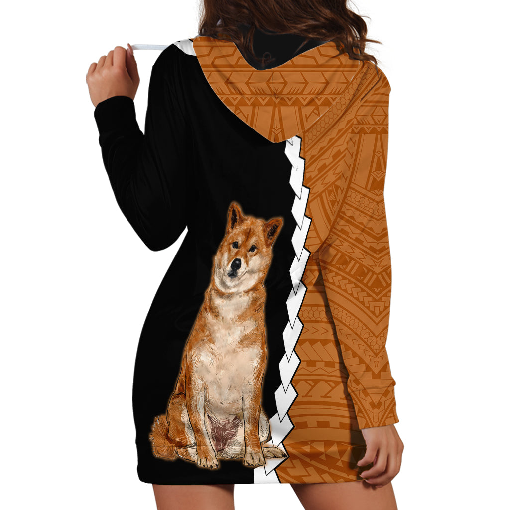 Custom Shiba Inu Dog Hoodie Dress With Polynesian Tribal Tattoo LT6 - Wonder Print Shop