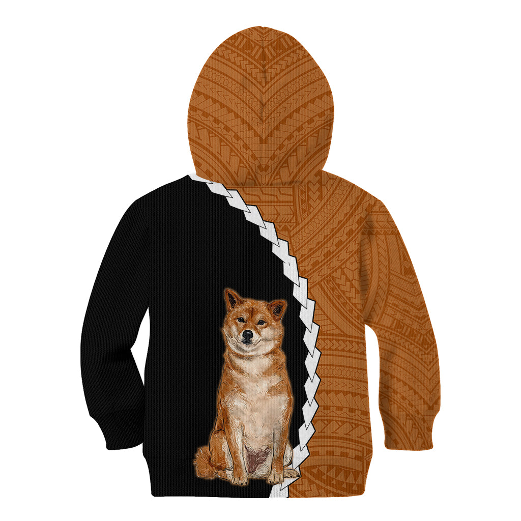 Custom Shiba Inu Dog Kid Hoodie With Polynesian Tribal Tattoo LT6 - Wonder Print Shop