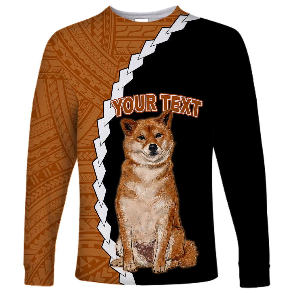 Custom Shiba Inu Dog Long Sleeve Shirt With Polynesian Tribal Tattoo LT6 - Wonder Print Shop