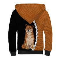 Custom Shiba Inu Dog Sherpa Hoodie With Polynesian Tribal Tattoo LT6 - Wonder Print Shop