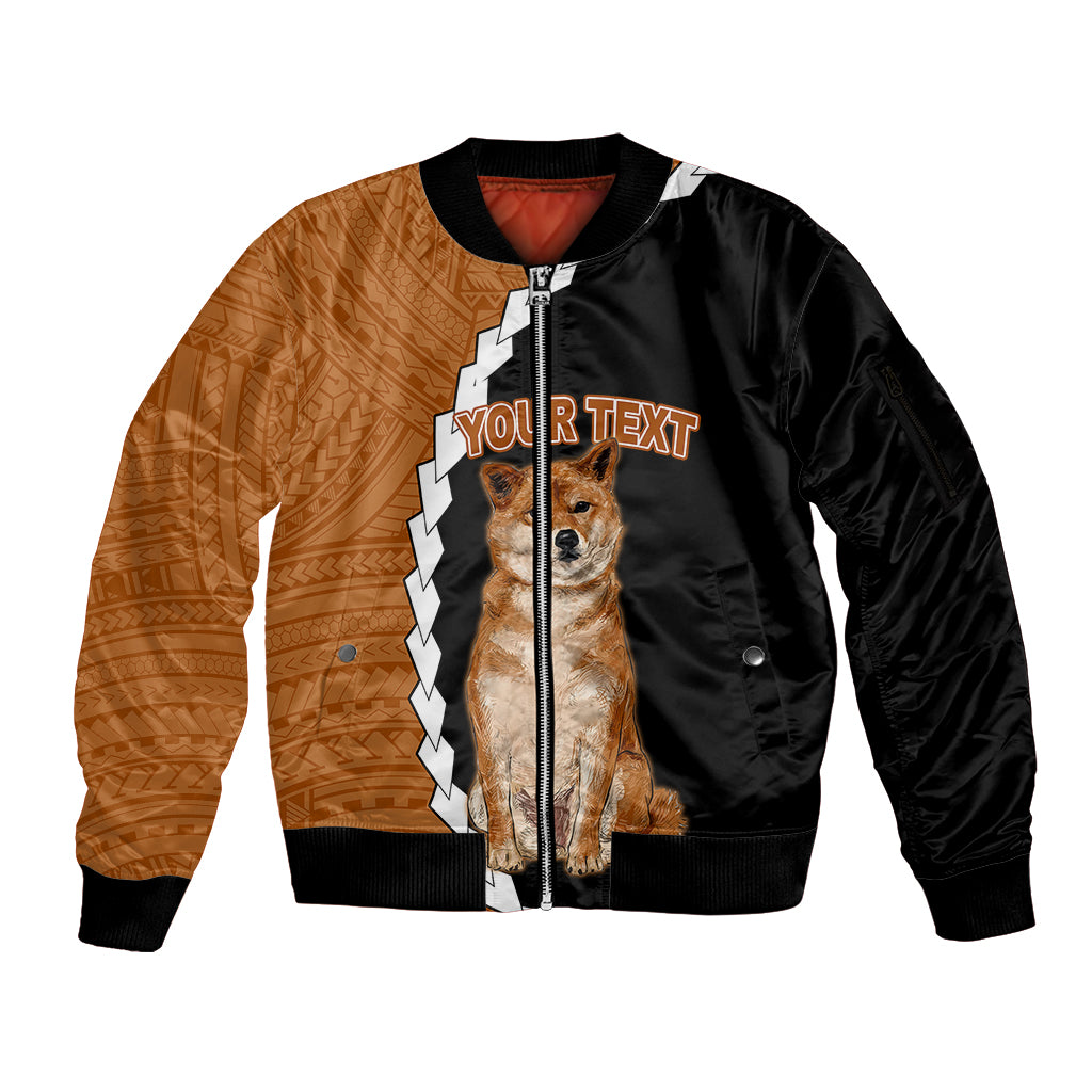 Custom Shiba Inu Dog Sleeve Zip Bomber Jacket With Polynesian Tribal Tattoo LT6 - Wonder Print Shop