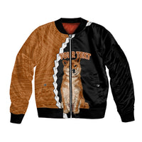 Custom Shiba Inu Dog Sleeve Zip Bomber Jacket With Polynesian Tribal Tattoo LT6 - Wonder Print Shop