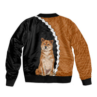Custom Shiba Inu Dog Sleeve Zip Bomber Jacket With Polynesian Tribal Tattoo LT6 - Wonder Print Shop