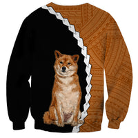 Custom Shiba Inu Dog Sweatshirt With Polynesian Tribal Tattoo LT6 - Wonder Print Shop