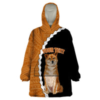 Custom Shiba Inu Dog Wearable Blanket Hoodie With Polynesian Tribal Tattoo LT6 - Wonder Print Shop