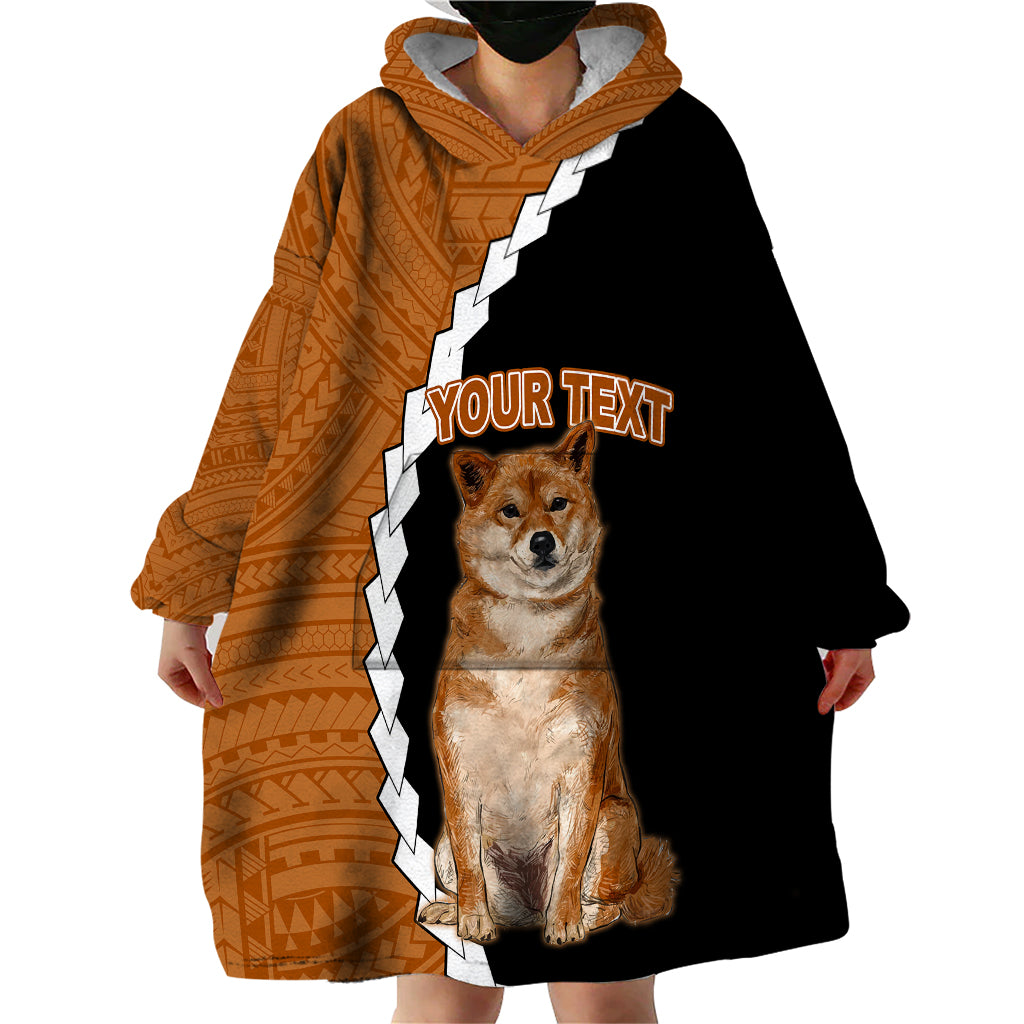 Custom Shiba Inu Dog Wearable Blanket Hoodie With Polynesian Tribal Tattoo LT6 - Wonder Print Shop
