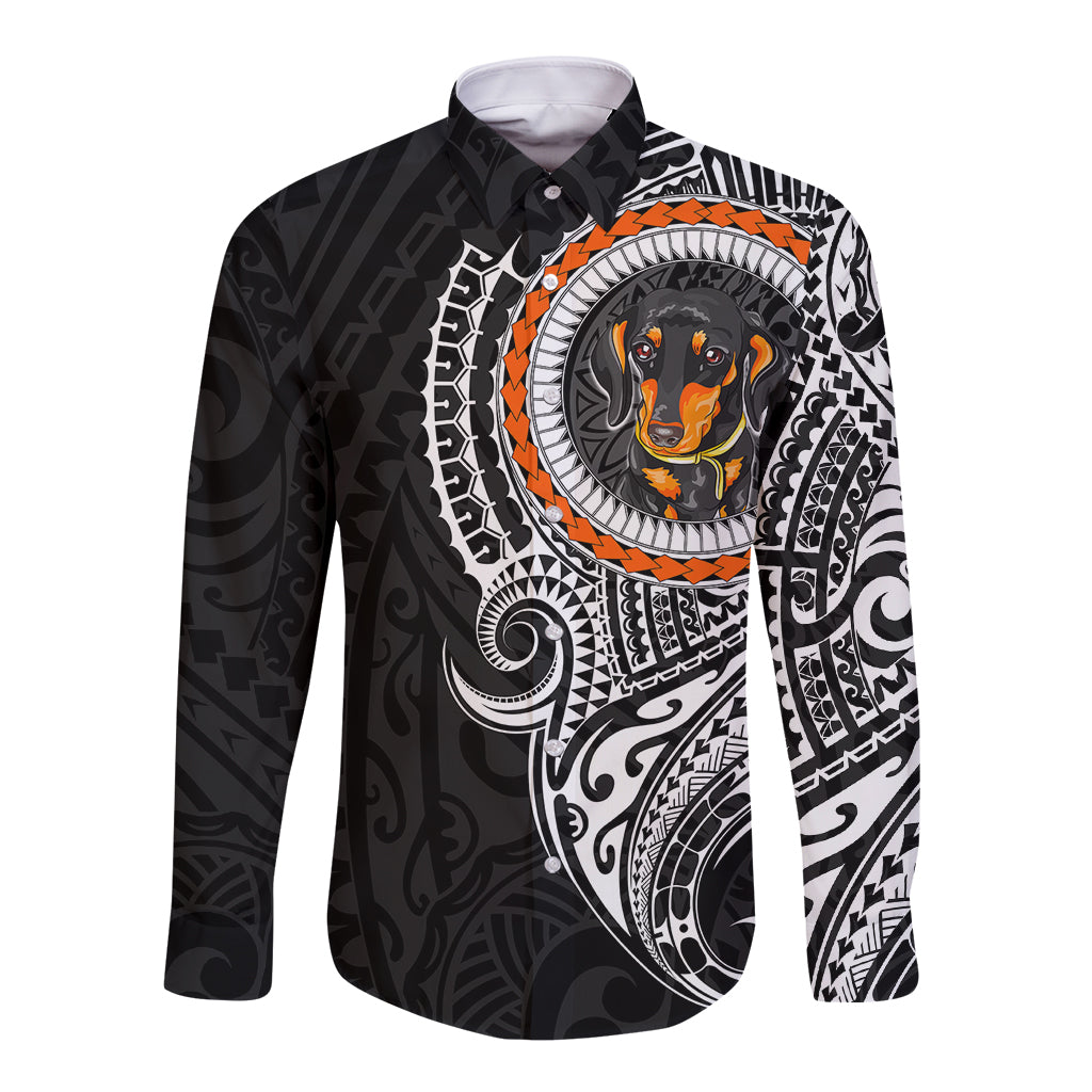 Polynesian Dachshund Dog Long Sleeve Button Shirt Dog In My Heart LT6 - Wonder Print Shop