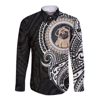 Polynesian Pug Dog Long Sleeve Button Shirt Dog In My Heart LT6 - Wonder Print Shop
