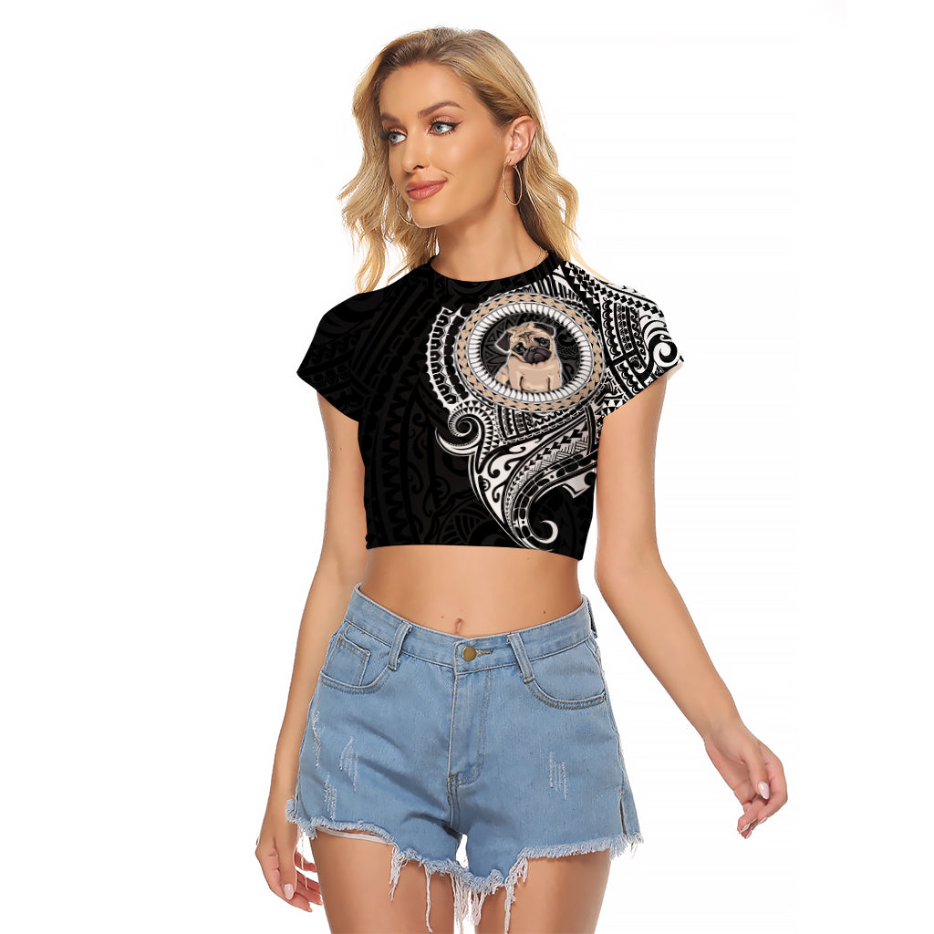 Polynesian Pug Dog Raglan Cropped T Shirt Dog In My Heart LT6 - Wonder Print Shop