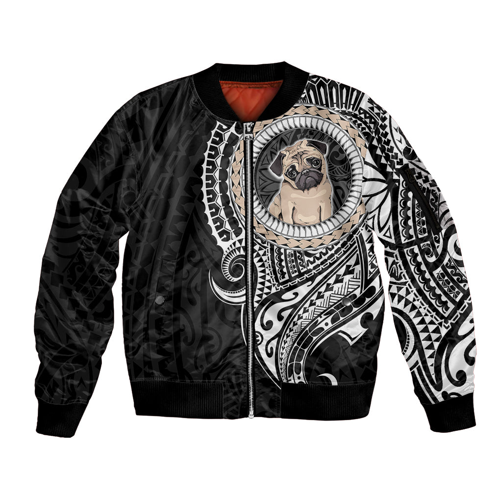 Polynesian Pug Dog Sleeve Zip Bomber Jacket Dog In My Heart LT6 - Wonder Print Shop