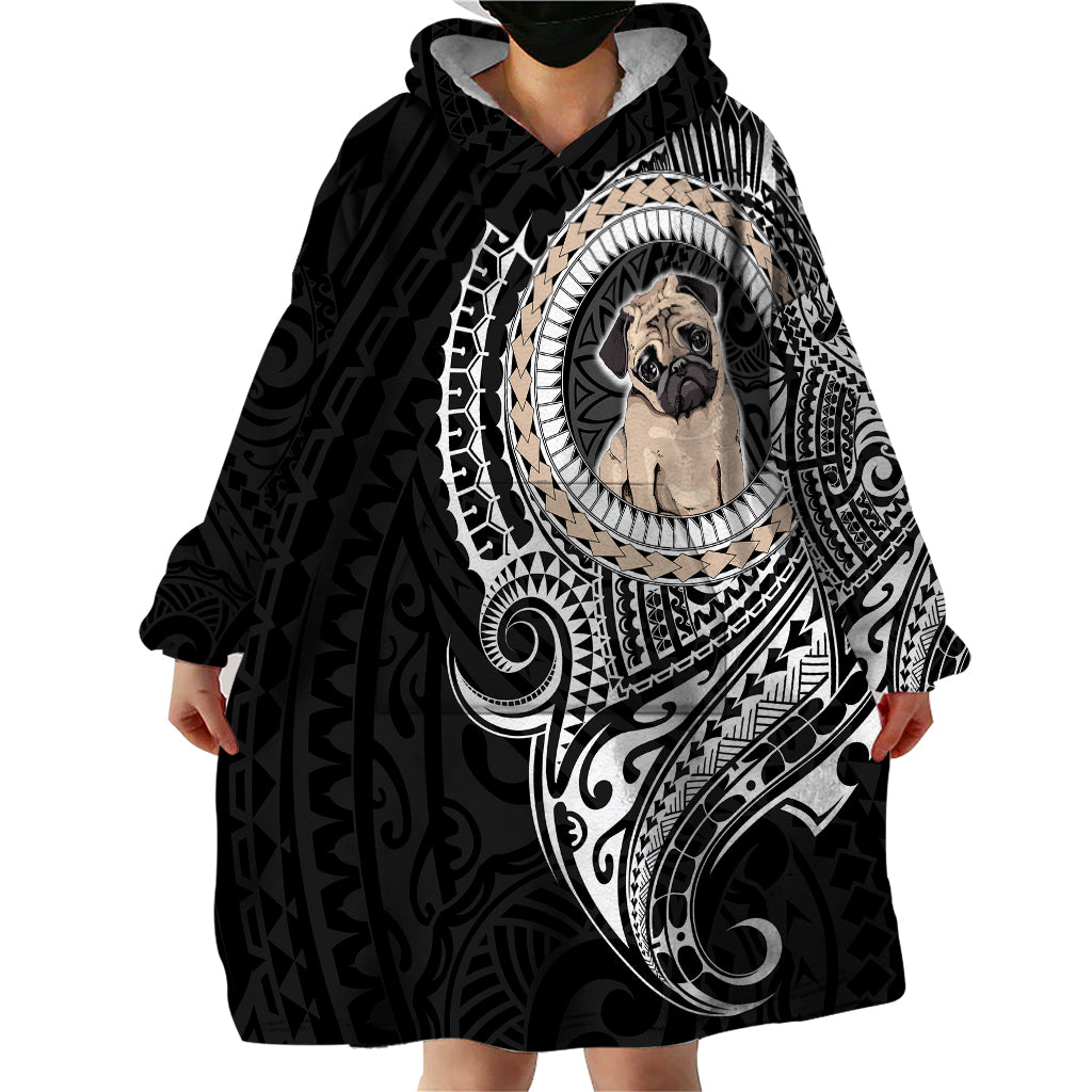 Polynesian Pug Dog Wearable Blanket Hoodie Dog In My Heart LT6 - Wonder Print Shop