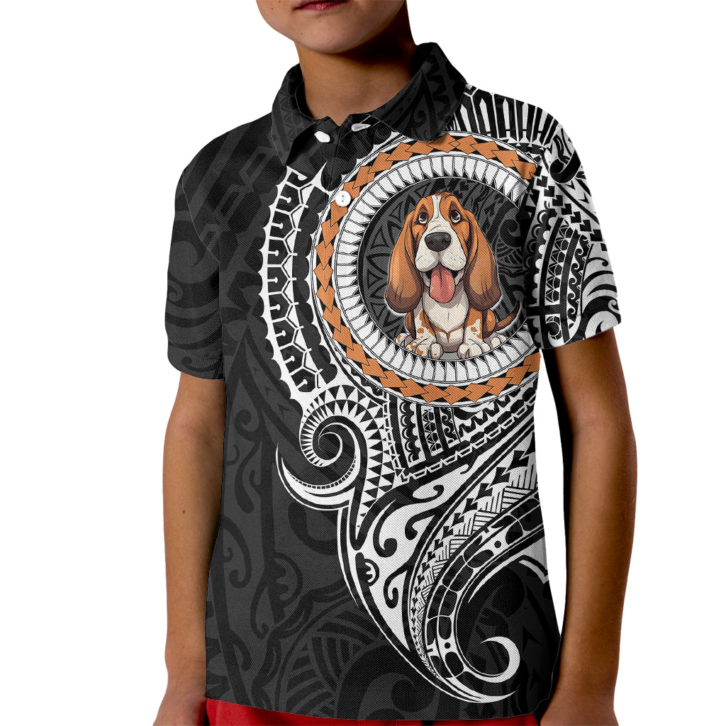 Polynesian Basset Hound Dog Kid Polo Shirt Dog In My Heart LT6 - Wonder Print Shop