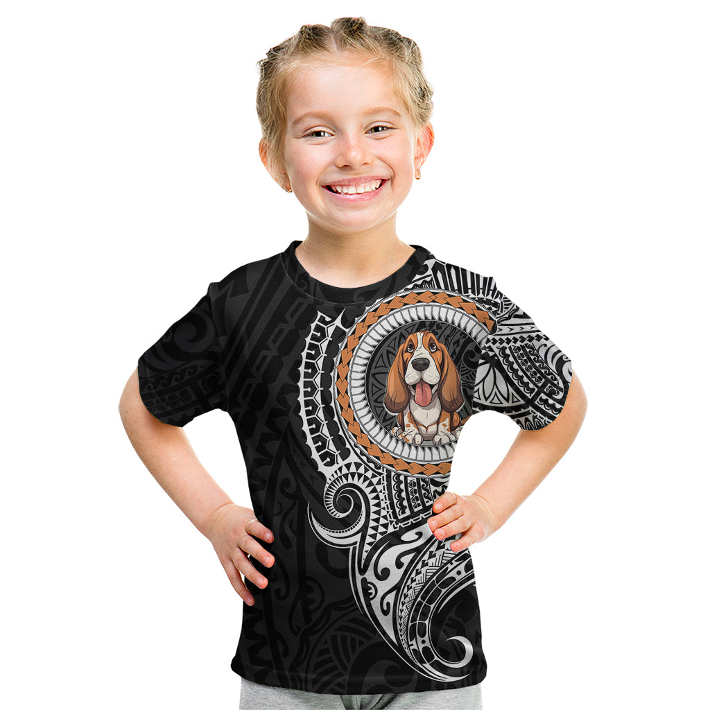 Polynesian Basset Hound Dog Kid T Shirt Dog In My Heart LT6 - Wonder Print Shop
