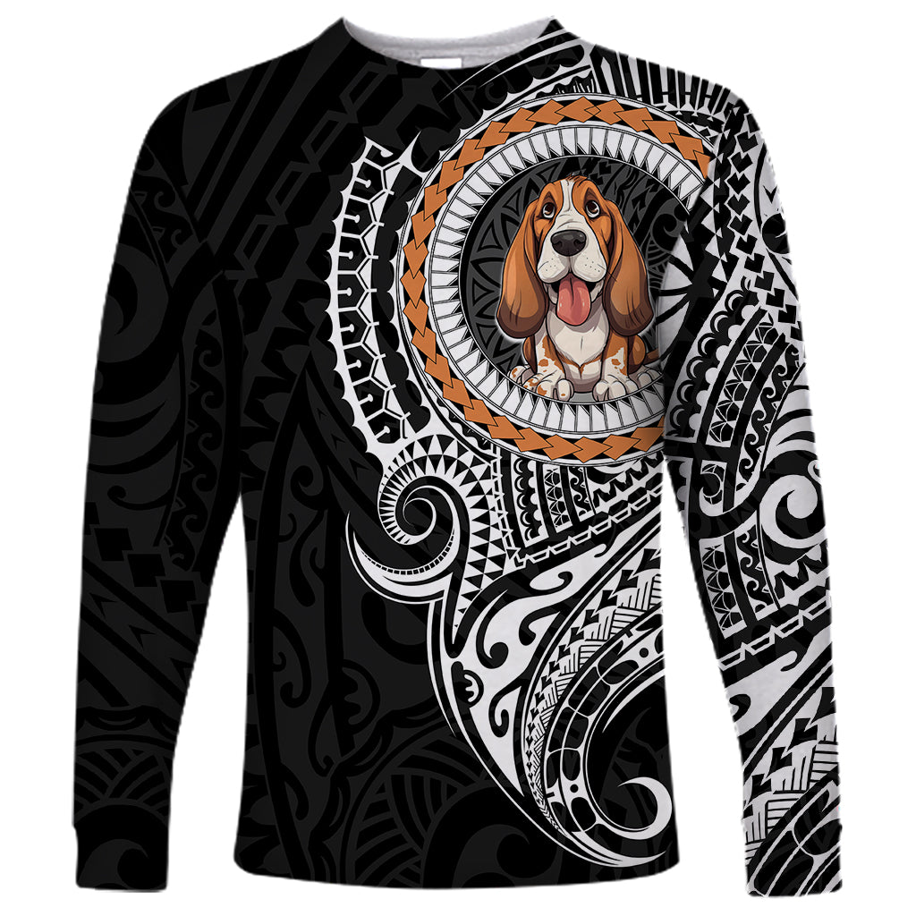Polynesian Basset Hound Dog Long Sleeve Shirt Dog In My Heart LT6 - Wonder Print Shop
