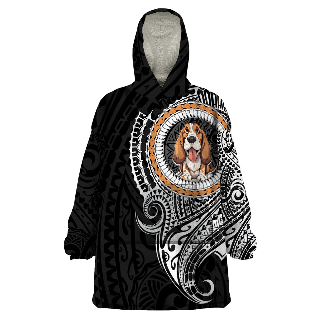 Polynesian Basset Hound Dog Wearable Blanket Hoodie Dog In My Heart LT6 - Wonder Print Shop