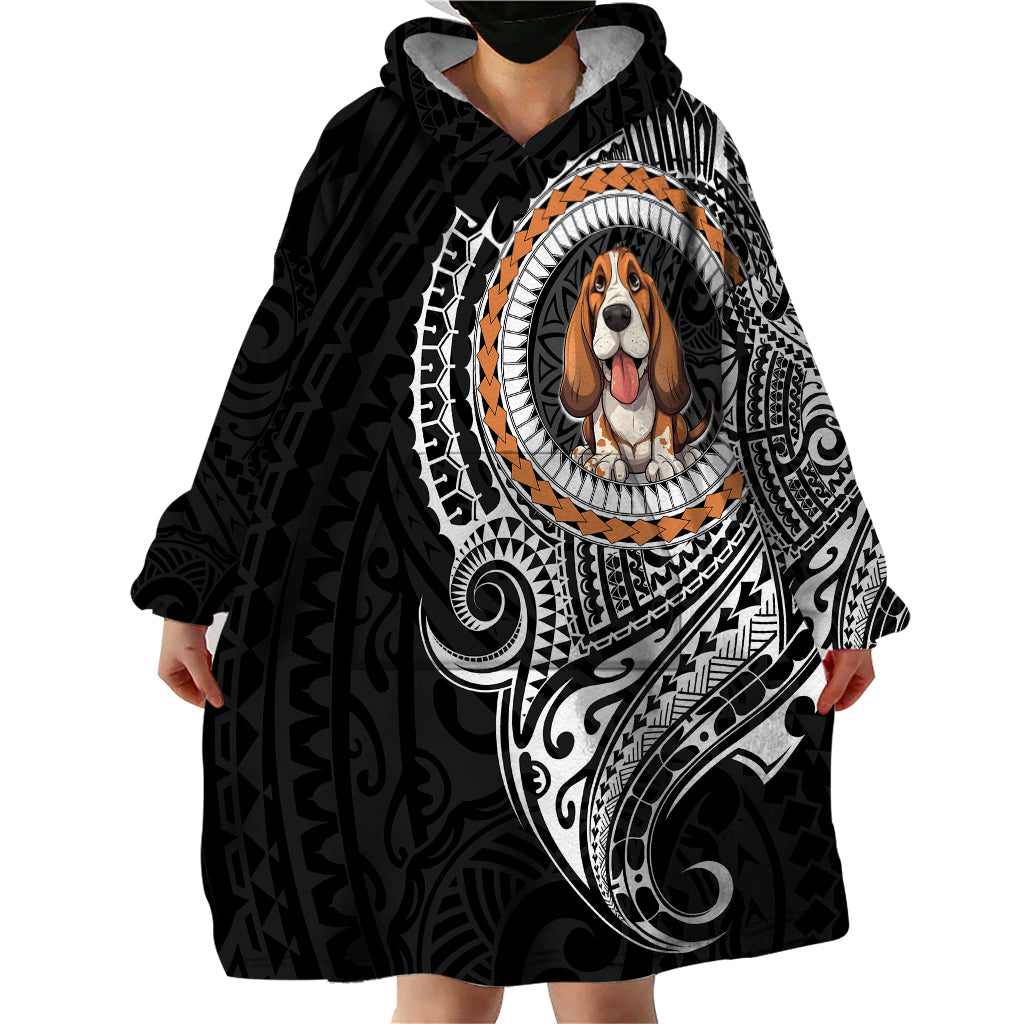 Polynesian Basset Hound Dog Wearable Blanket Hoodie Dog In My Heart LT6 - Wonder Print Shop