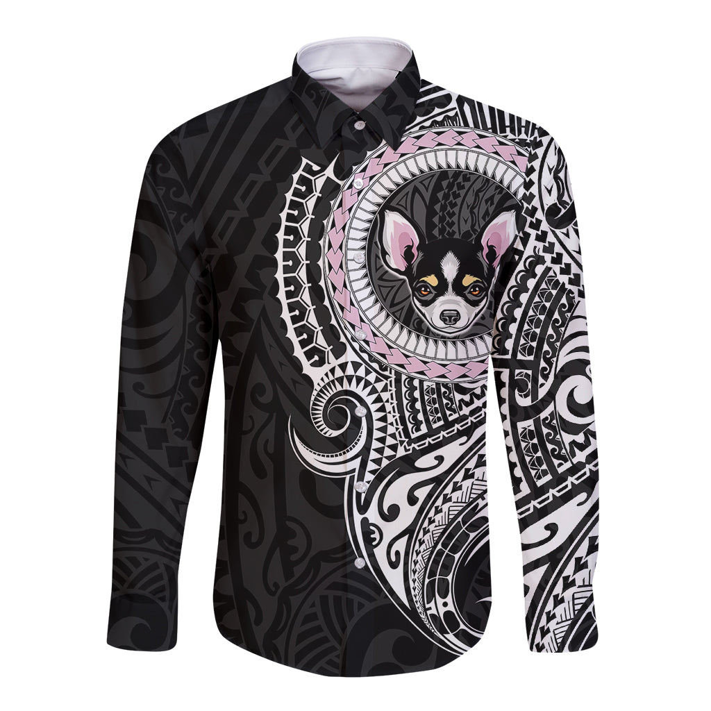 Polynesian Chihuahua Dog Long Sleeve Button Shirt Dog In My Heart LT6 - Wonder Print Shop