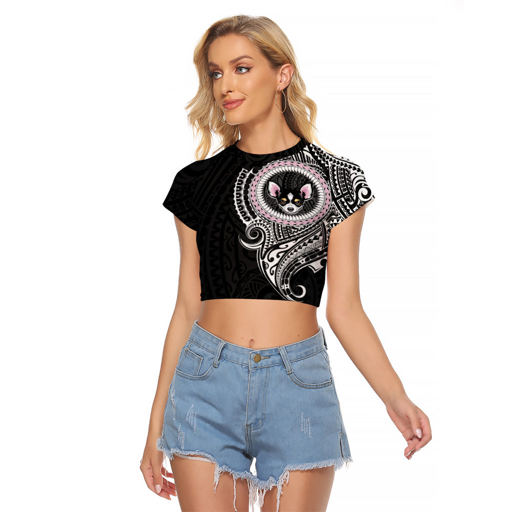 Polynesian Chihuahua Dog Raglan Cropped T Shirt Dog In My Heart LT6 - Wonder Print Shop